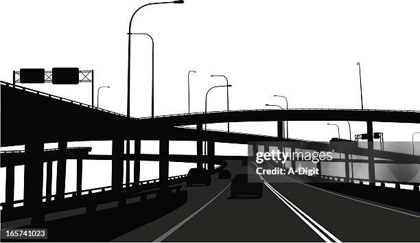 ilustrações, clipart, desenhos animados e ícones de overpassing - overpass road