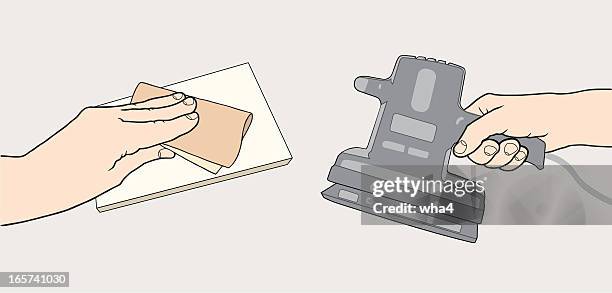elecric and hand sander - sand paper stock illustrations