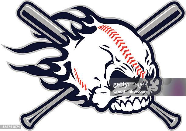 baseball skull design - baseball bat stock illustrations