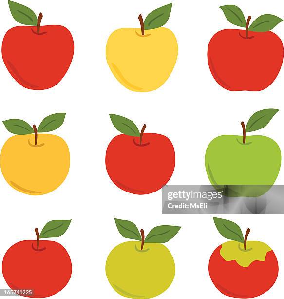 apple set - ripe apple stock illustrations