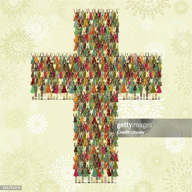 cross of children - cross stock illustrations