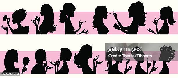ilustraciones, imágenes clip art, dibujos animados e iconos de stock de belleza chicas - manicure