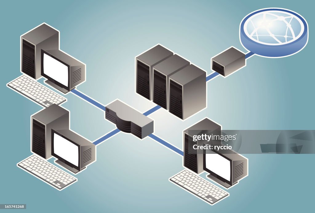 Lan Connection Computer Lan Pc Connection Isometric High-Res Vector Graphic - Getty Images
