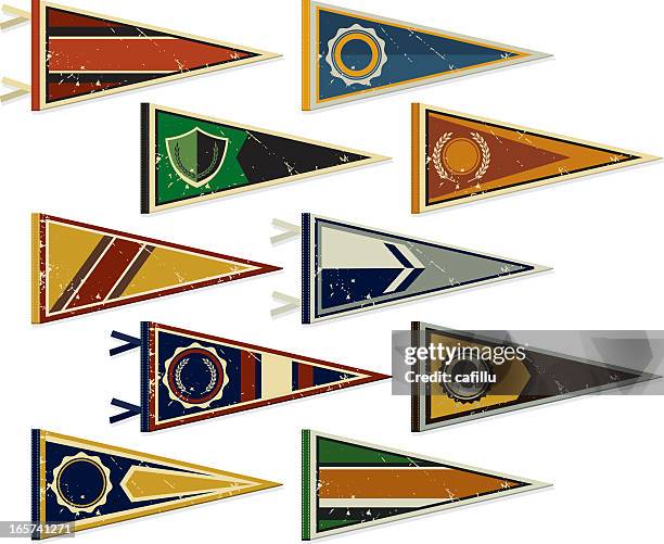 bildbanksillustrationer, clip art samt tecknat material och ikoner med multiple pennants on a white background - vimpel