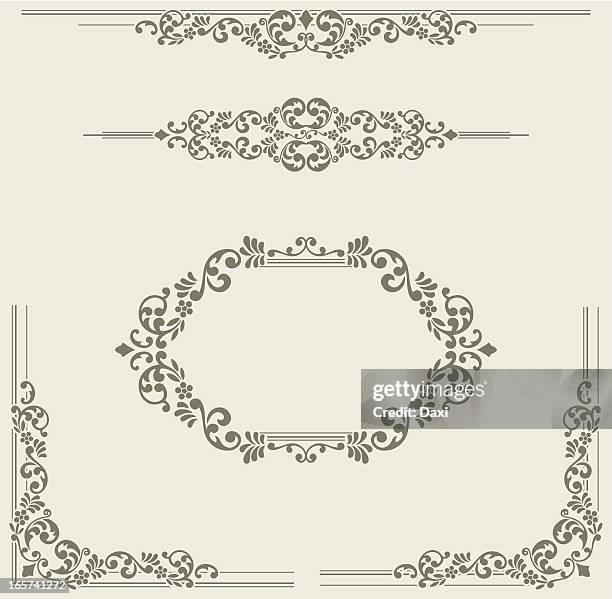 victorian scroll set - victorian pattern stock illustrations