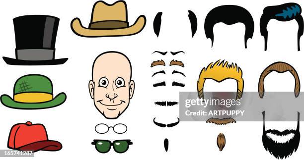 cartoon funny face - completely bald stock illustrations