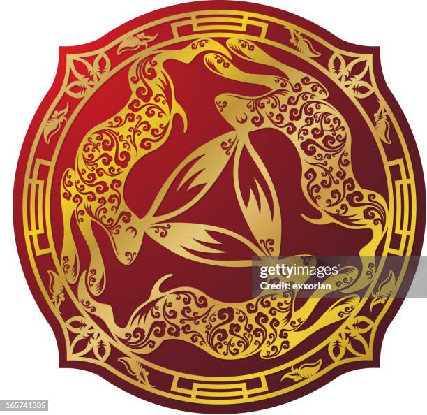 three hares motif golden art symbol - three animals stock illustrations