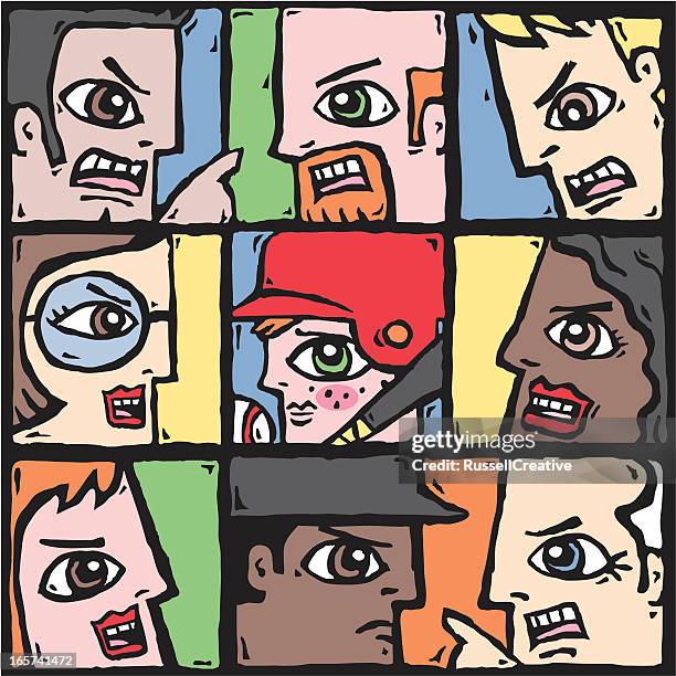 angry parents at a sporting event - boy shouting stock illustrations