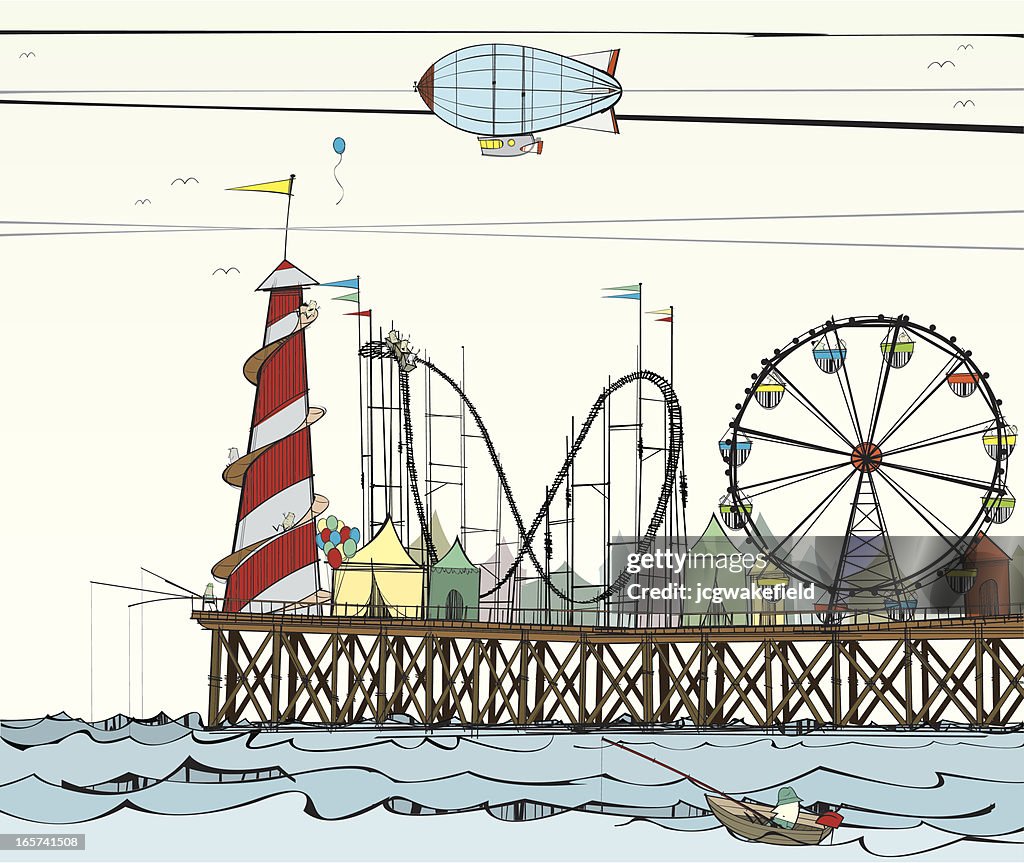 Old Pier with Fairground Attractions
