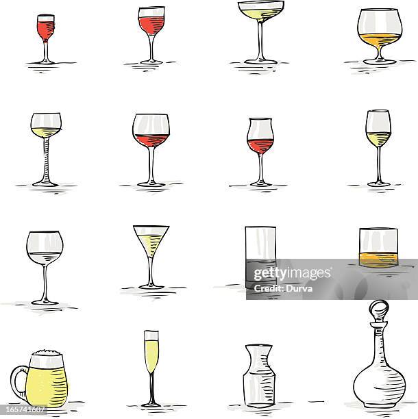 stockillustraties, clipart, cartoons en iconen met set of glass - spirit