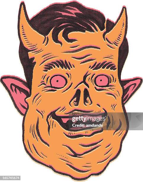 illustrazioni stock, clip art, cartoni animati e icone di tendenza di retrò boogieman - devil vector