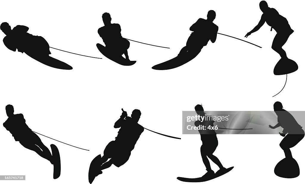 Extreme sportsmen wake boarding