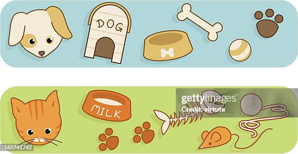 ilustrações, clipart, desenhos animados e ícones de itens de cuidados para animais de estimação - canil equipamento para animal de estimação