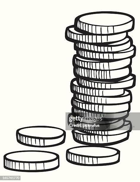 stack of coins in black and white - coin pile stock illustrations