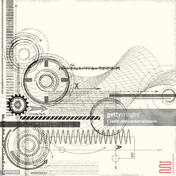 stockillustraties, clipart, cartoons en iconen met grunge technical drawing - innovatie