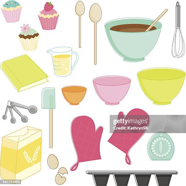 sketchy baking essentials - making a cake stock illustrations