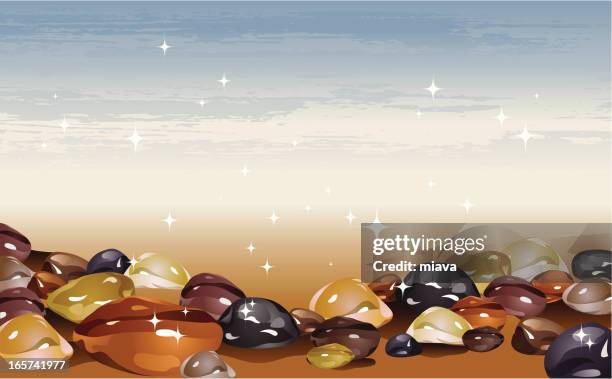 sea stones - wet sand stock illustrations