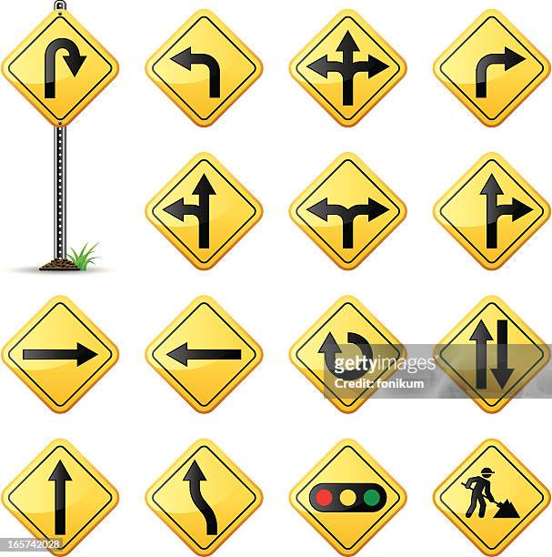 road arrow signs - construction sign stock illustrations