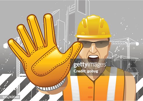 Construction worker showing stop Construction worker showing stop