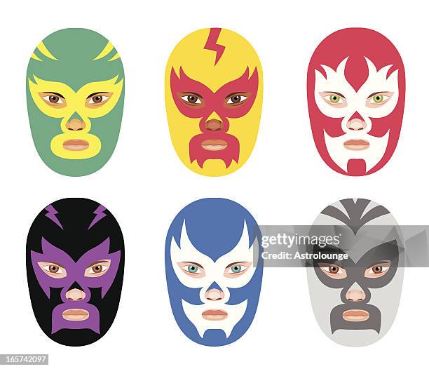 stockillustraties, clipart, cartoons en iconen met wrestler masks - sportmasker