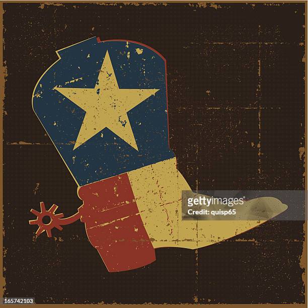vintage texas flag boot - texas stock illustrations