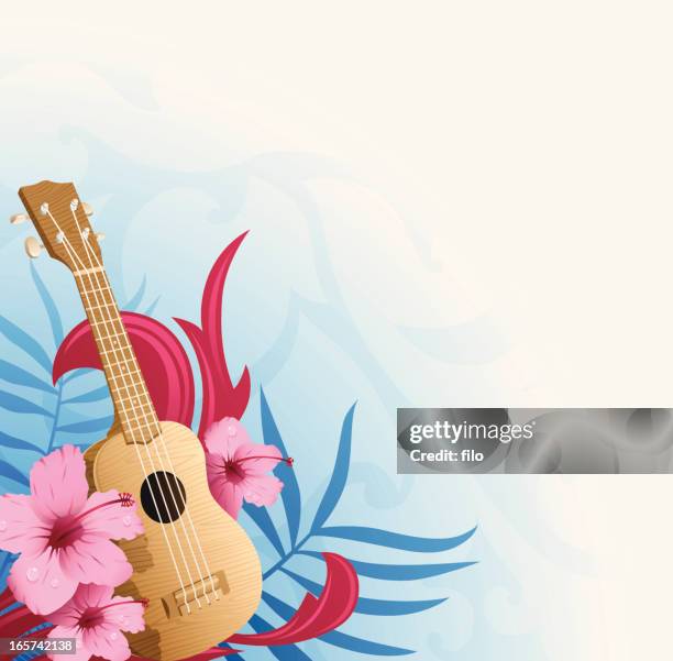 tropical music corner element - ukulele stock illustrations