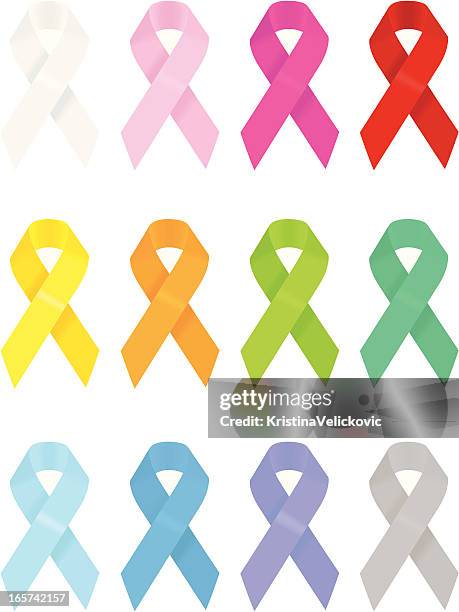 stockillustraties, clipart, cartoons en iconen met aids ribbons - cancer ribbon