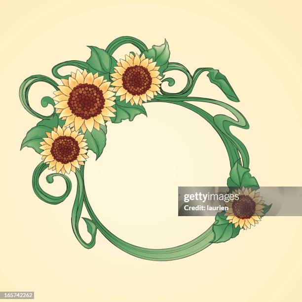 sunflowers - art nouveau stock illustrations