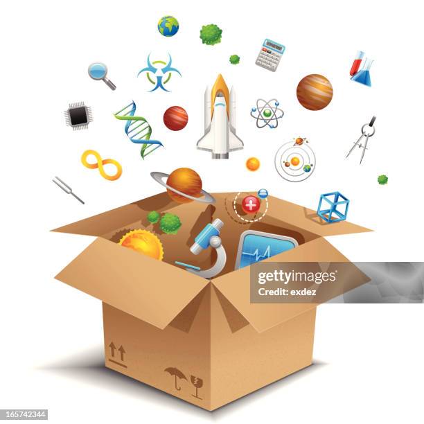 science in the box - mars planet icon stock illustrations