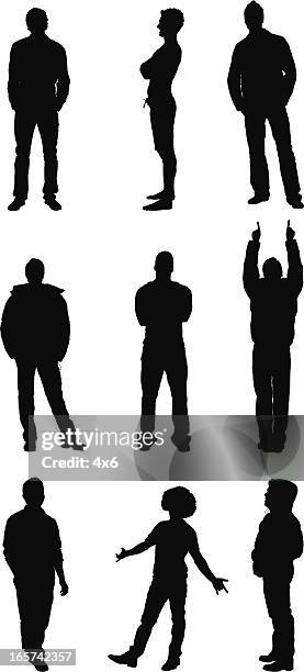bildbanksillustrationer, clip art samt tecknat material och ikoner med standing casual men silhouettes - hiphopkultur