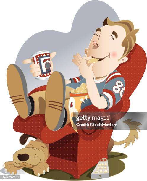 recliner man - fans eating stock illustrations