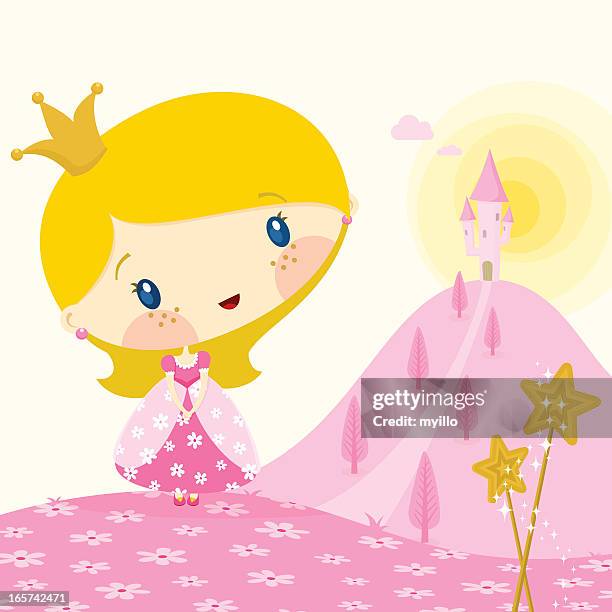 little pink princess - magic wand background stock illustrations