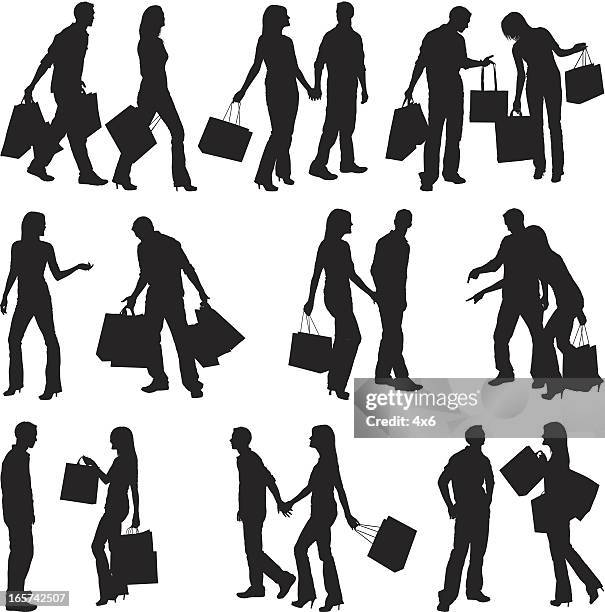 couples shopping - impulsive purchase stock illustrations