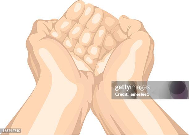 stockillustraties, clipart, cartoons en iconen met cupped hands - hands cupped empty