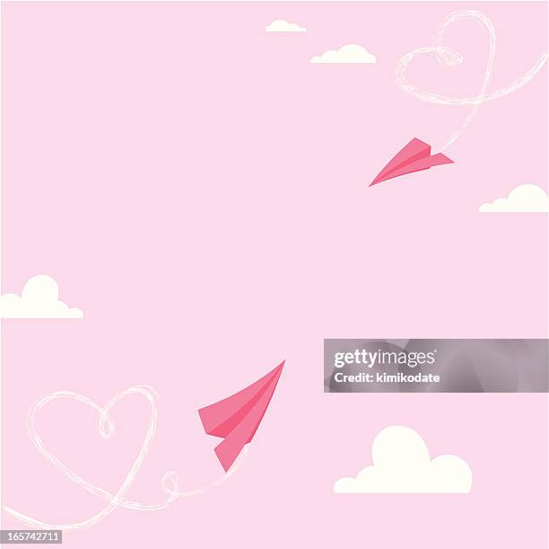 valentines planes - skywriting plane stock illustrations