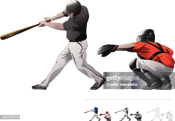 baseball players. - catching baseball stock illustrations