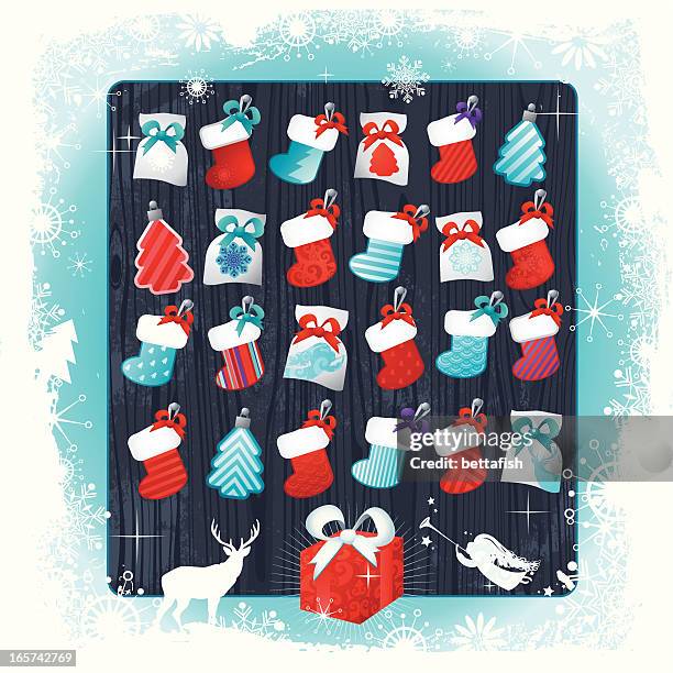 stockillustraties, clipart, cartoons en iconen met christmas advent calendar - adventkalender