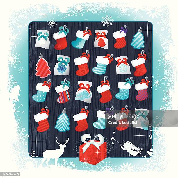 ilustrações de stock, clip art, desenhos animados e ícones de calendário de advento de natal - advent calendar surprise
