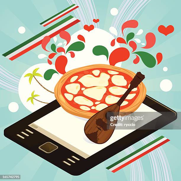 italian ebook reader - naples stock illustrations