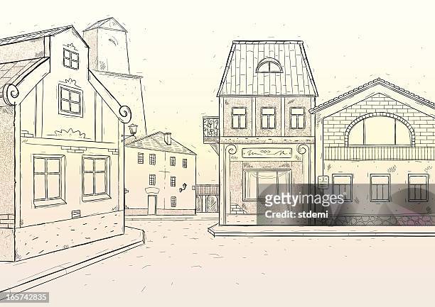square - small town stock illustrations