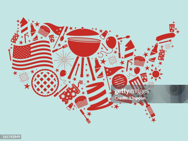 fourth of july usa - firework rocket stock illustrations