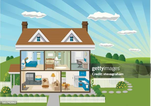 country house cross section - cutaway drawing ��幅插畫檔、美工圖案、卡通及圖標