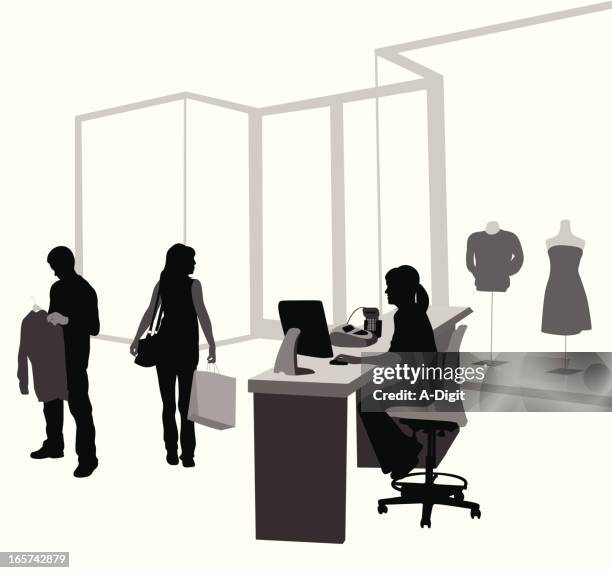checkout vector silhouette - man checking out stock illustrations