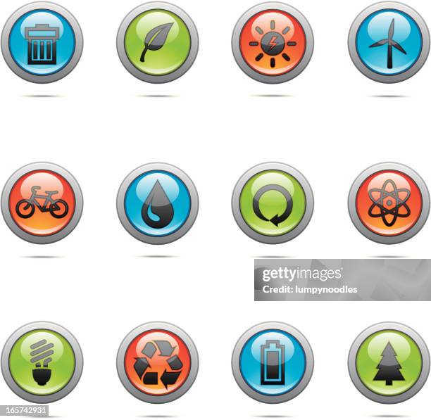 environmental buttons - water efficient stock illustrations