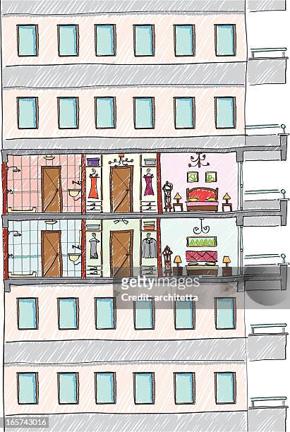 apartment-abschnitt - halb mann halb frau stock-grafiken, -clipart, -cartoons und -symbole