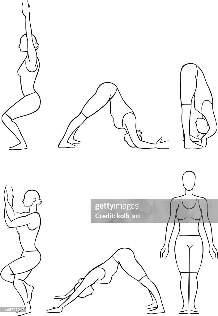 Stylized yoga illustrations - Standing