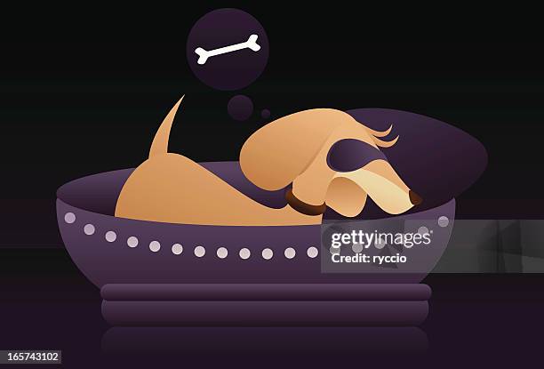 sleeping dog - dog profile stock illustrations
