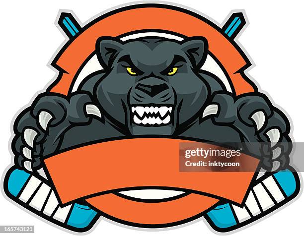 panther ice hockey mascot - leopard isolated stock illustrations
