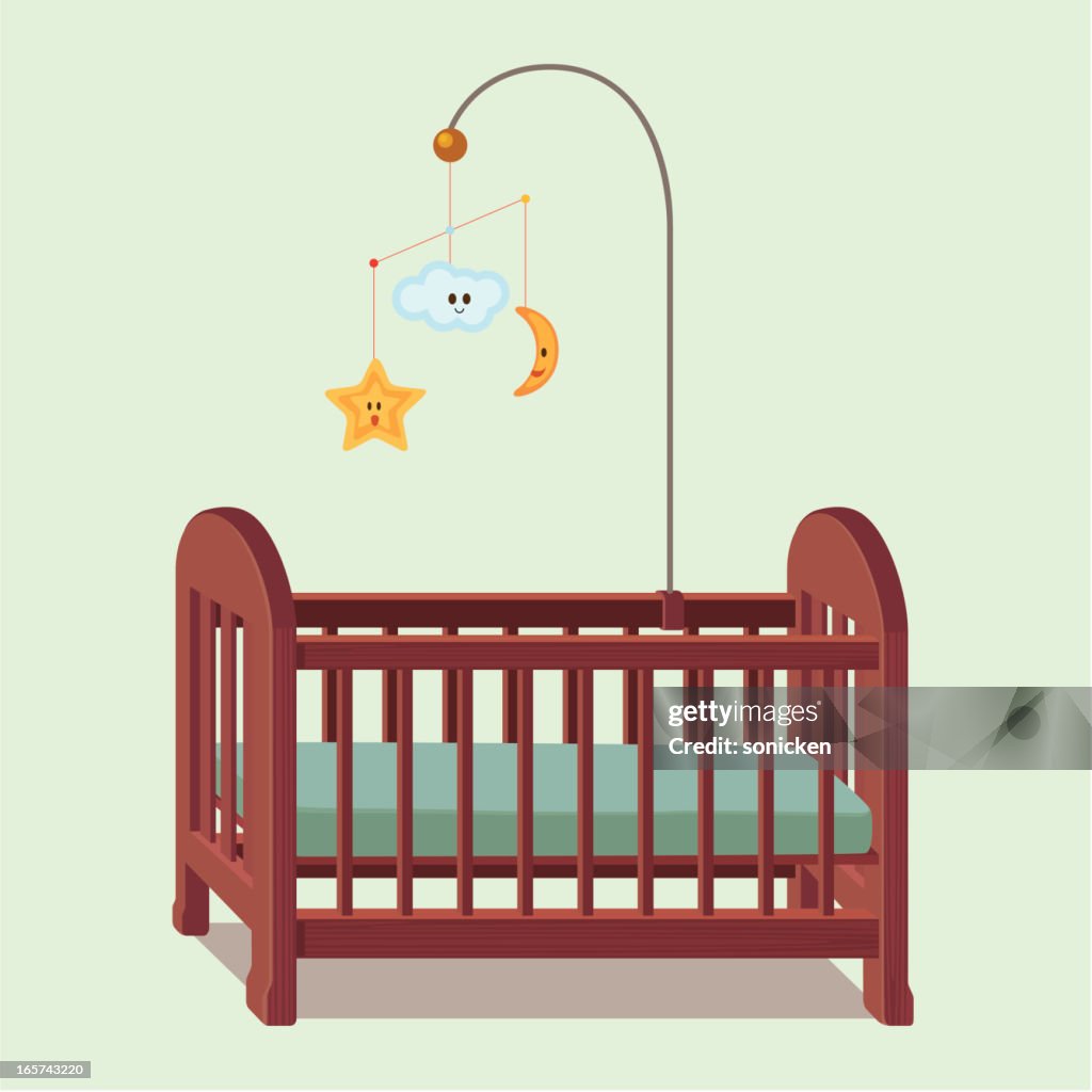 Wooden baby crib