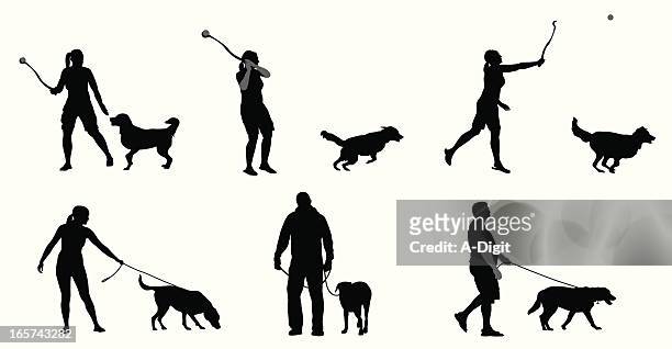 hund'nowners - dog leash stock-grafiken, -clipart, -cartoons und -symbole